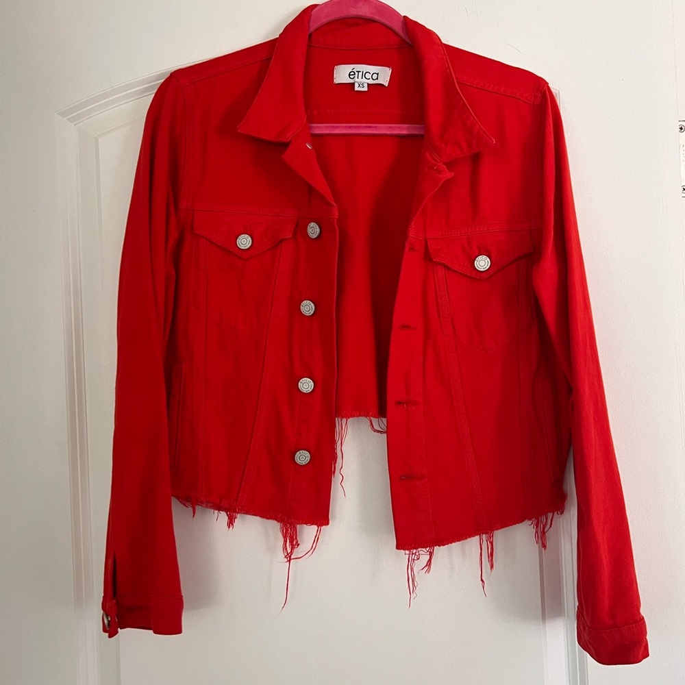 Red jean jacket